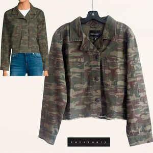 Sanctuary NEW Grunge CAMO Camouflage Patchwork Pockets Crop Jacket M